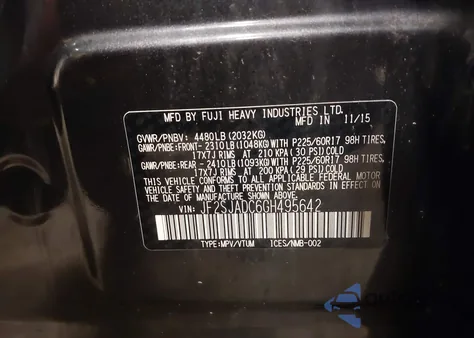 2016 Subaru Forester 2.5I Premium z USA, uszkodzony, nr VIN JF2SJADC6GH495642